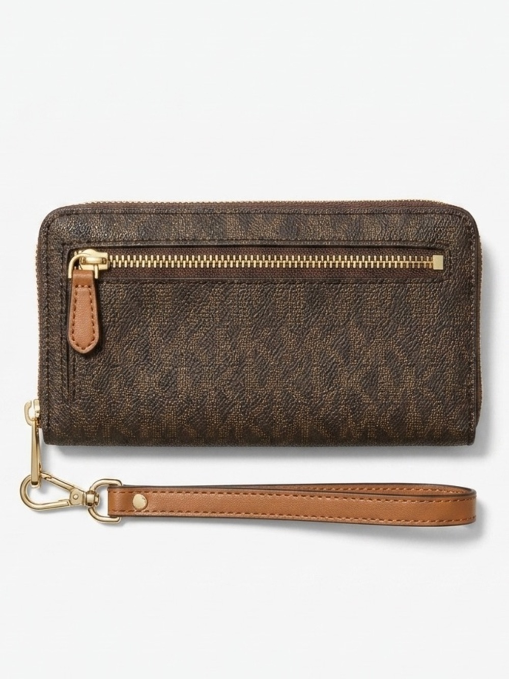 Michael Kors "Brown/Luggage" MK Sig Saffiano Slim Tech Wristlet - Picture 3 of 8